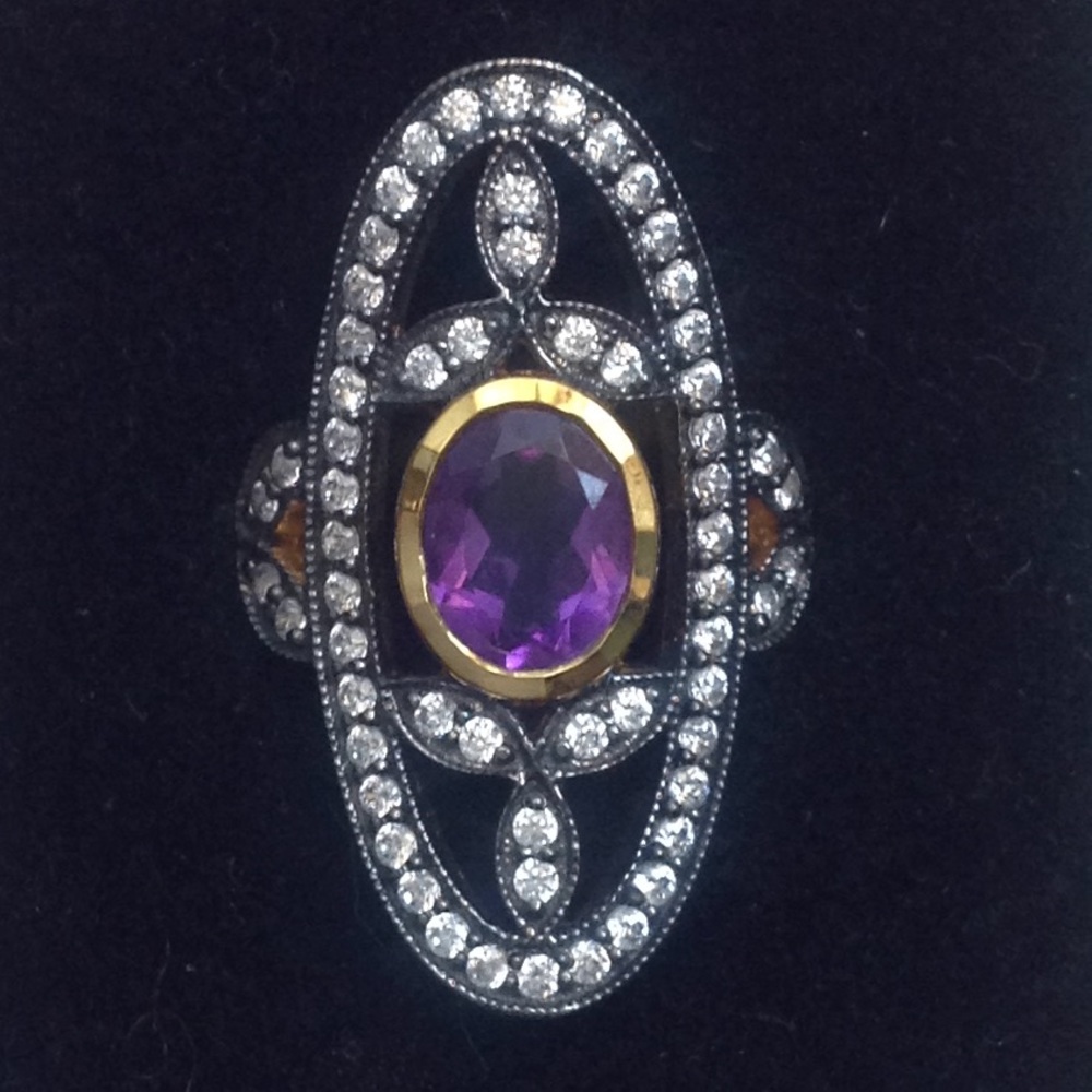 Princess Amanda Silver Amethyst gemstone Ring